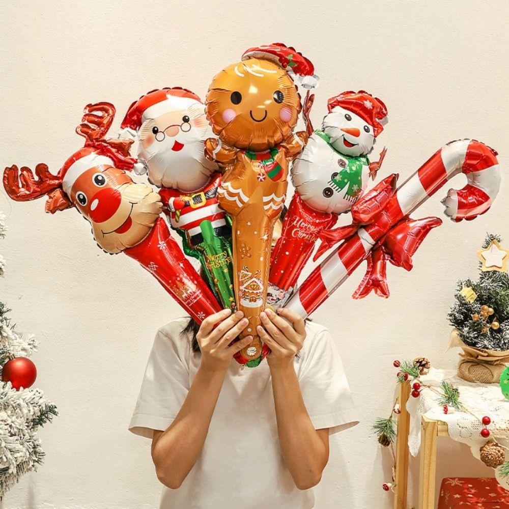 Пряничный человечек Рождественская палочка Воздушные шары С Рождеством Новым годом Воздушный шар Сценическая раскладка