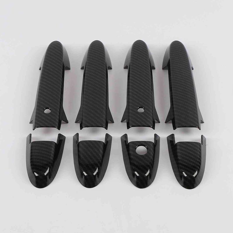For Honda CITY 2015- Honda Ballade Grace Black Carbon Fiber pattern Door Handle Cover Bezel Trim  2016 2017 2018