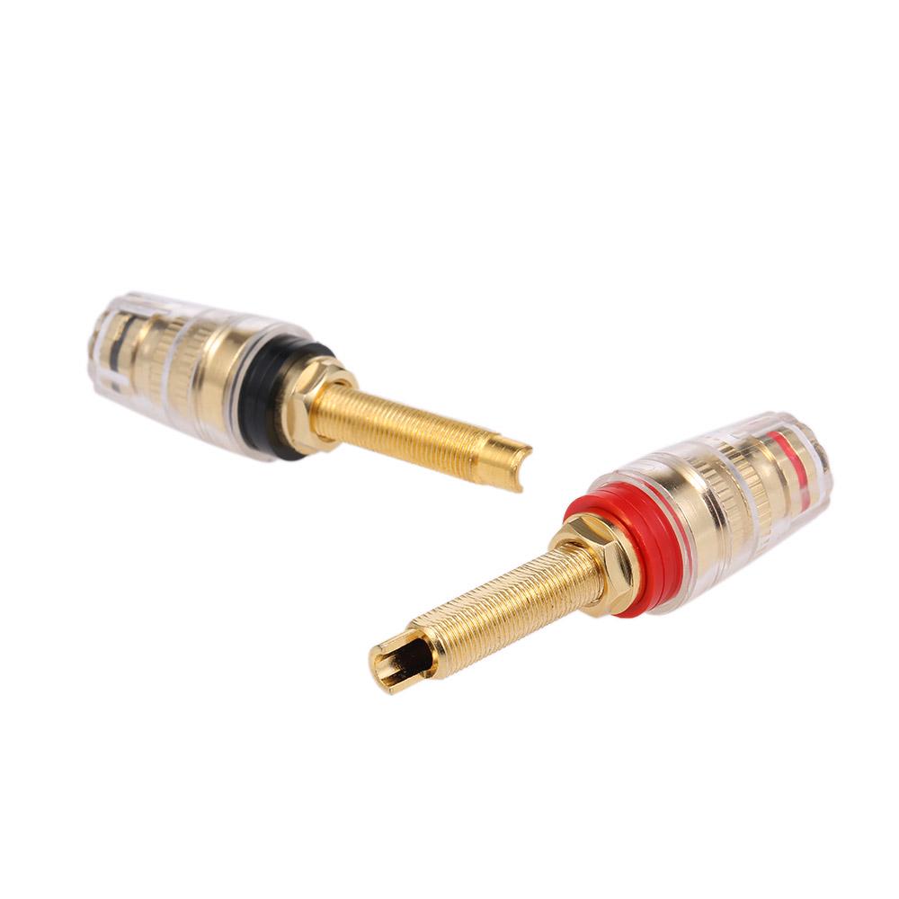 1 Pair Hifi Terminals 24 Gold Plated Longer Speaker Terminal Right and Left Channels Binding Post Banana Socket Audio Connector Terminals High-end So