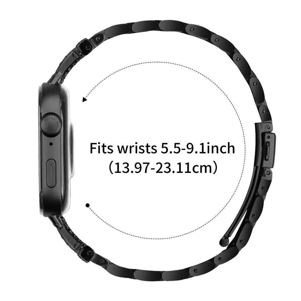 For Huawei Watch Fit 3 Replacement Strap M-Type Rhinestones Decor Stainless Steel 3-Bead Watch Band