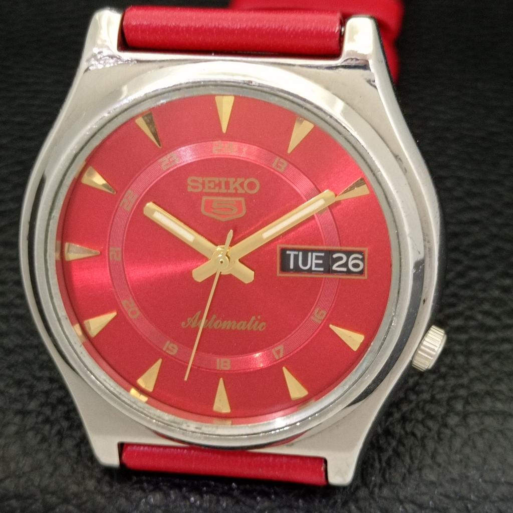Б/У винтажные мужские часы SEIKO 5 AUTOMATIC 7019A из Японии с красным циферблатом a433409-2 R116-a433409