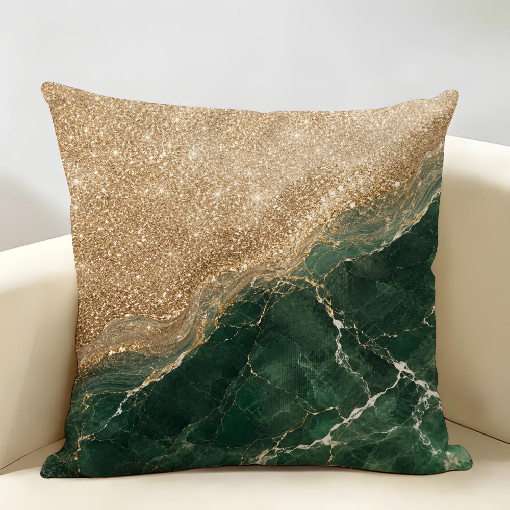 Glitter Marble Gradient Cushion Cover Durable Hypoallergenic Organic Linen Short Pillow Cover Washable