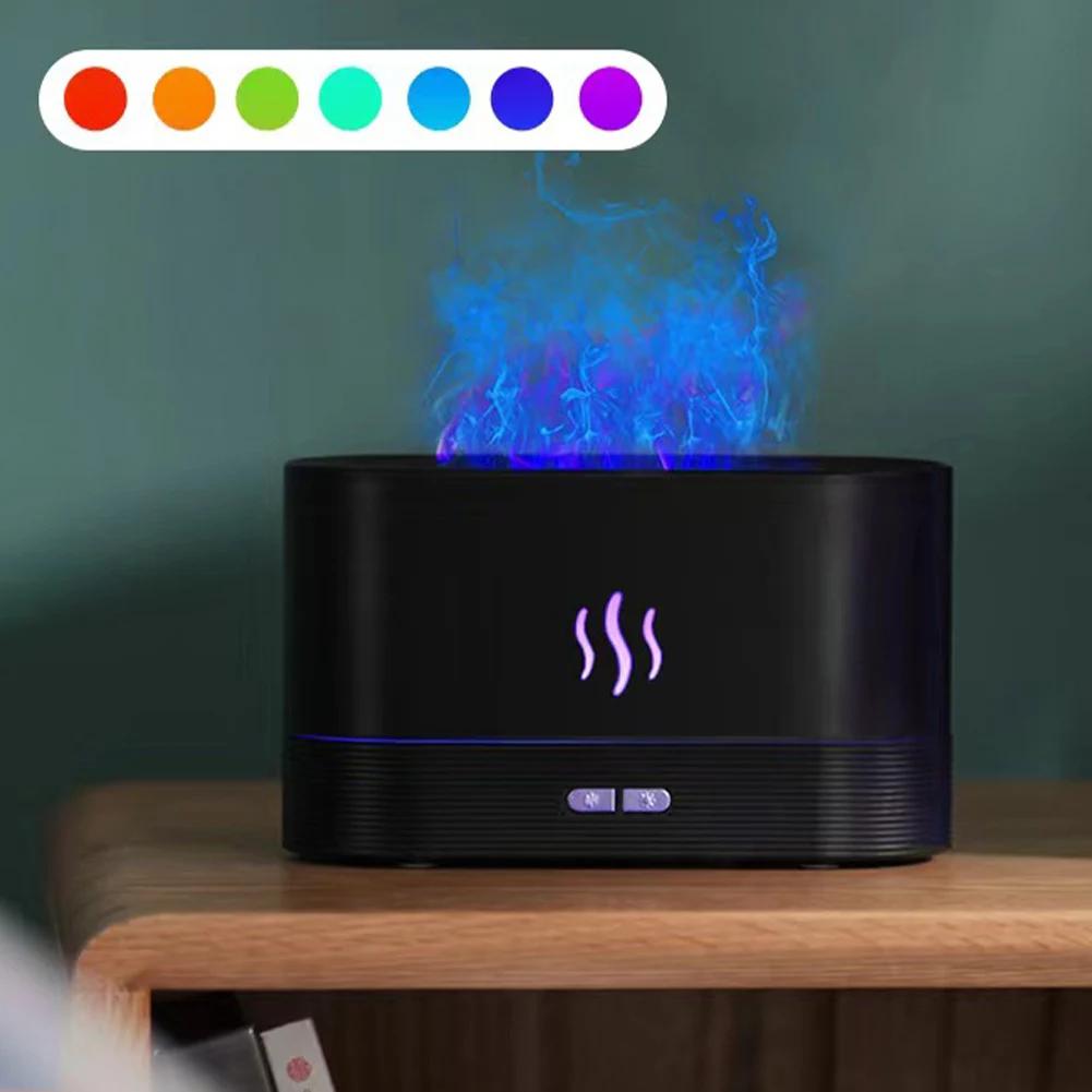 Type-C Aroma Diffuser Air Humidifier Ultrasonic Cool Mist Maker Fogger Led Essential Oil with Flame Lamp Difusor Fragrance Home
