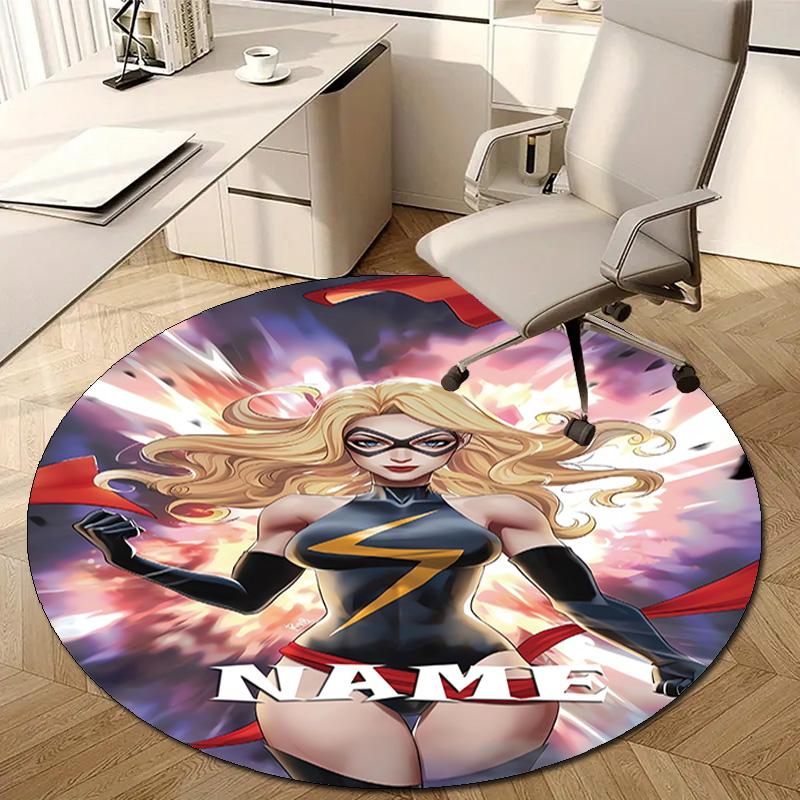 Personalized M-Marvel Round Chair Office Rug - Perfect for Mat, Office Chair & More - Ideal Gift for Birthdays and Holidays