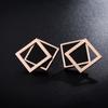 Корейские модные двухслойные полые квадратные серьги-ракушки для женщин, модные легкие роскошные женские серьги-гвоздики из нержавеющей стали