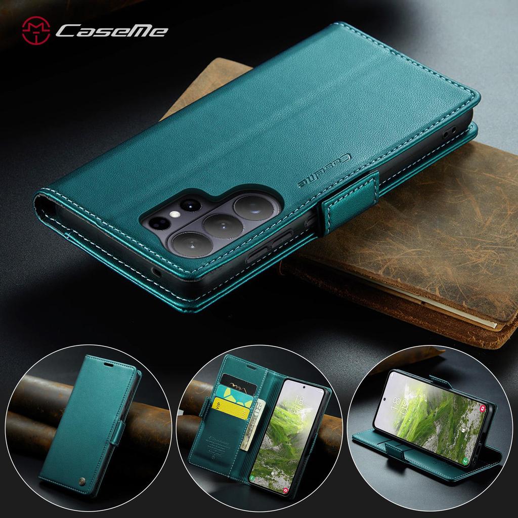 Для Samsung GALAXY S26 / S26+ / S26 Ultra S25 S24 S23 S22 S21 S20 CaseMe-023 Боковая пряжка Магнитная книжка Чехол-кошелек из ПУ кожи Чехол-книжка