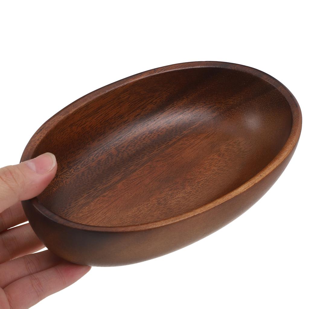 Large Walnut Wood Ship Shaped Bowl Dark Brown Vintage Fruit Salad Serving Bowl for Kitchen Counter Use