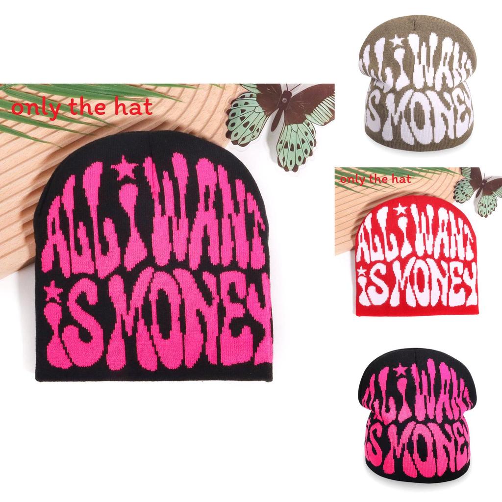 Minimalist Acrylic Knitted Cap With Letter Design For Casual And Hip Hop Looks