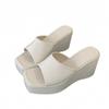 25 Wedge Heel High Heel Sandals Waterproof Table Muffin Thick Bottom Silk Surface Fish Mouth Slippers Black Fashion Heightening Women'S Shoes