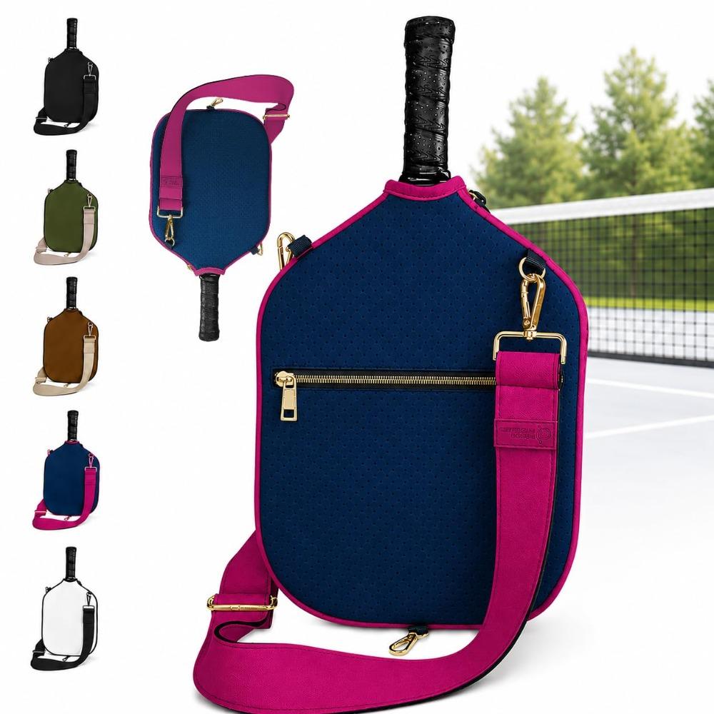 Water Resistant Pickleball Crossbody Bag Neoprene Paddle Protective Case Tennis Court