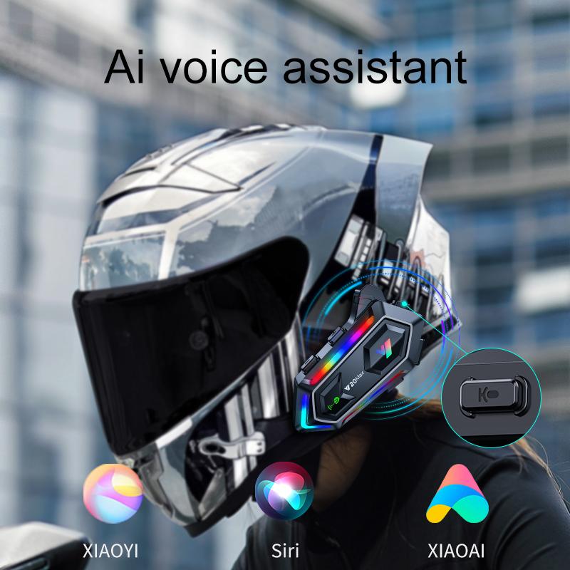 1/2x Motorcycle Helmet Intercom V5.3 Music Player Hands Free Call 1000mAh For 2 Rider Intercomunicador Moto Wireless Interphone