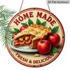 2D Flat 1pc, 8x8 in, Vintage-Style Aluminum Metal Sign - "Home Made" Apple Pie & Apples Decorative Wall Art, Garden Decor for Home, Bar, and More