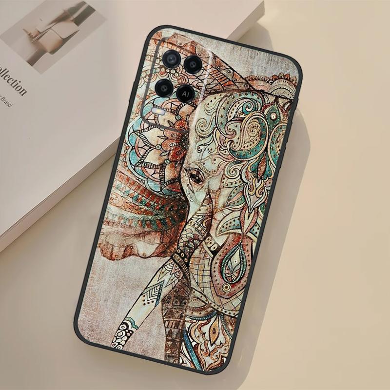 Elephant Mandala Aztec Case For Oppo A98 A78 A18 A38 A58 A60 A80 A40 A96 A76 A16 A94 A74 A54 A15 A17 A57 A77 A5 Pro