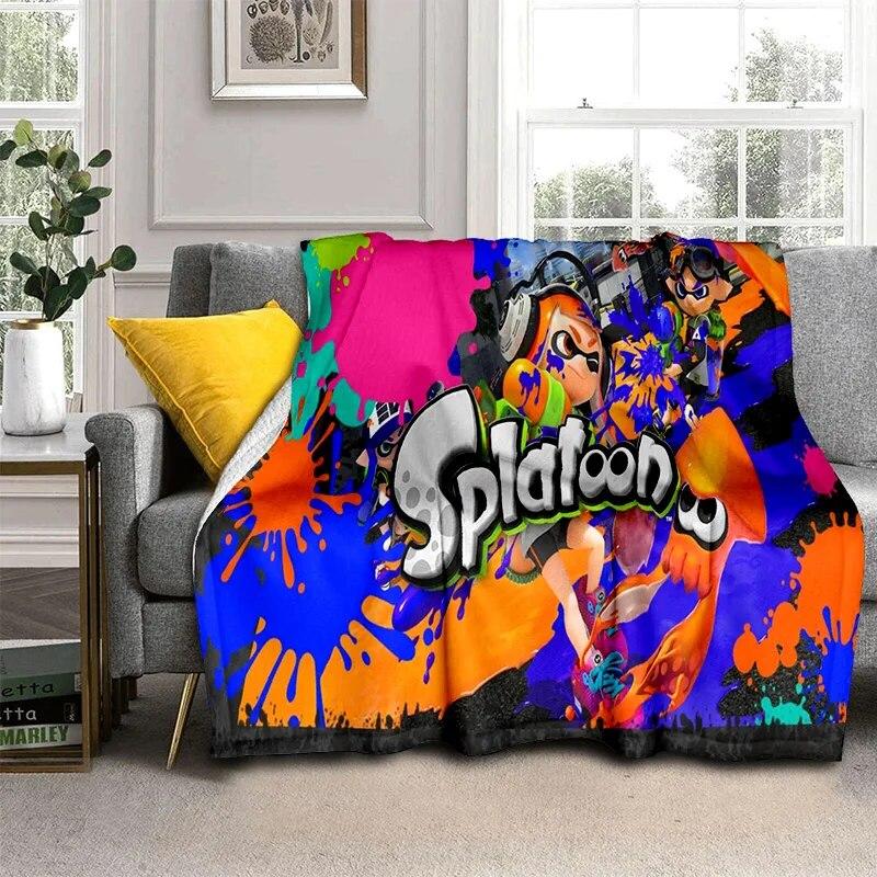 3D Games Splatoon,PC Gamer Cartoon Blanket,Soft Throw Blanket for Home Bedroom Bed Sofa Picnic Travel Office Cover Blanket Kids