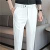 Summer Men's Suit Pants Solid Color Korean Slim Smart Casual Ankle-Length Pants Men Wedding Dress Office Suit Trousers Man