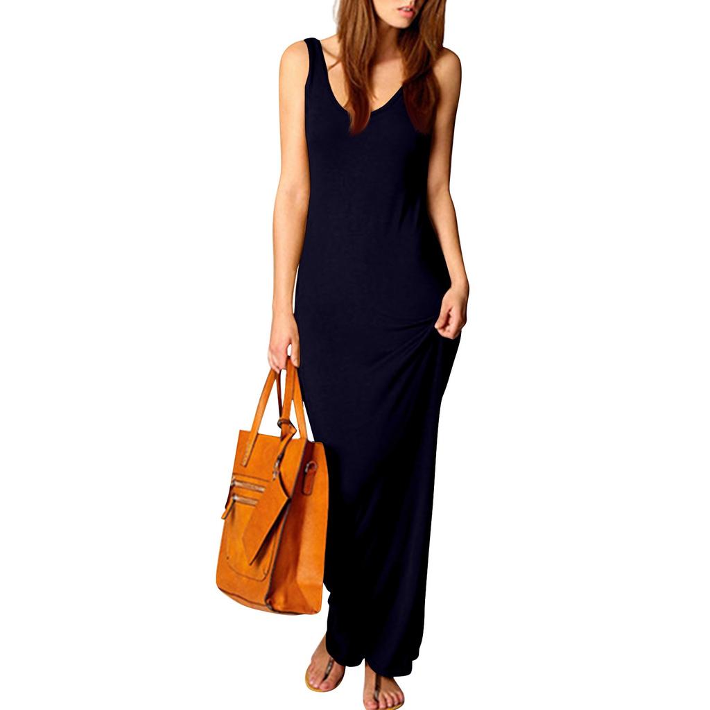 Женское сексуальное платье макси без рукавов, облегающее платье