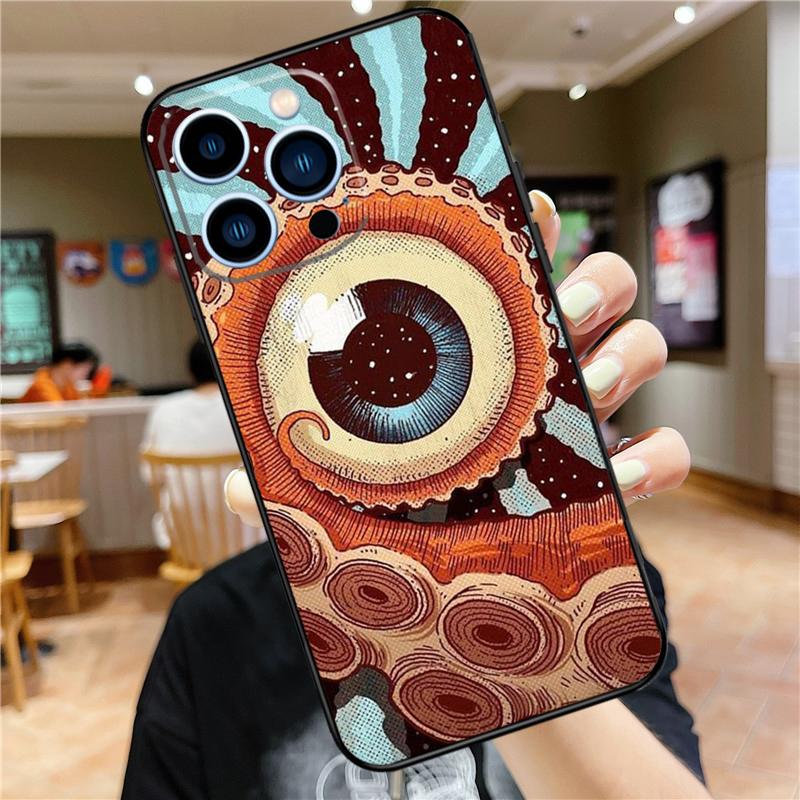 Чехол для телефона с иллюстрацией глаза для iPhone 11 12 13 14 16 15 Pro Max Mini XS X XR 7 8 Plus Мягкий защитный чехол