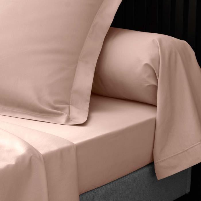 Drap plat - Percale de coton - Nude - 180 x 290 cm - Lavable - OEKO-TEX®