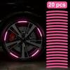 20pcs Car Tires, Wheel Hubs, Reflective Stickers, Colored Glowing, Colored Pink Stickers, Car Decorations