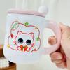 Cat Cup Household Set High Temperature Resistant Water Cup with Lid Spoon Cartoon Mug High Appearance Large Capacity Ceramic Cup