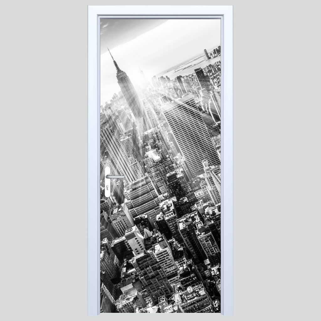 Bird's eye view city door fabric sticker 297PD