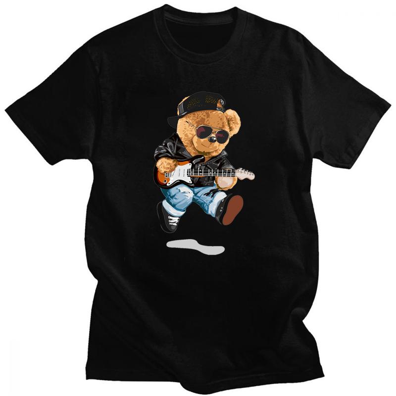 2023 Creative Teddy Robot Print Tshirt Cool Robotic Graphic Streetwear Women Men Casual Oversized Tee Hip Hop Grunge Tee Custom