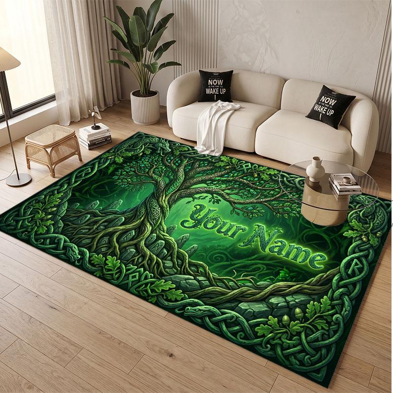 Sunset Landscape Theme Soft Crystal Velvet Rug Custom Name & Text Print Non Slip Floor Rug for Bedroom Living Room