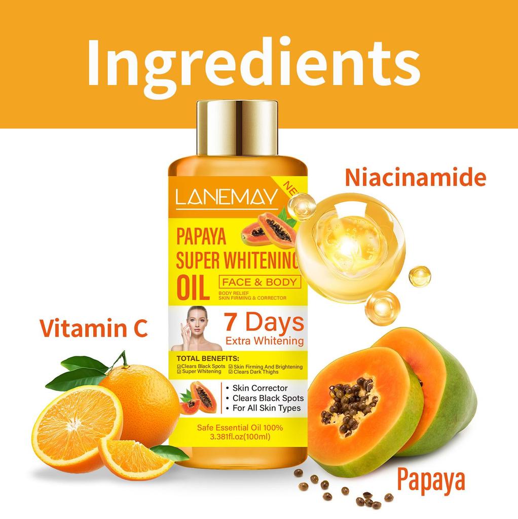 Масло папайи для супер отбеливания - Подтягивающее и осветляющее кожу - Устраняет пигментные пятна - Подходит для всех типов кожи, 100 мл