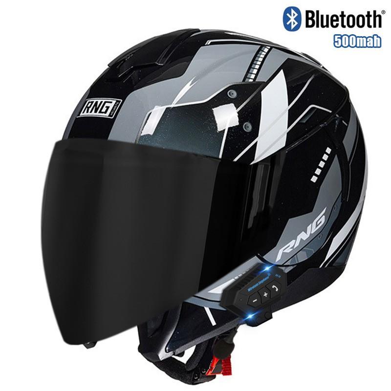Bluetooth Motorcycle Helmet 3/4 Open Face Men Women ABS Full Coverage Riding Gear