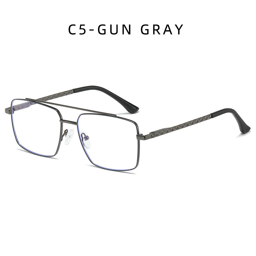 New retro square anti-blue glasses men's large metal frame personalized fashion sunshade