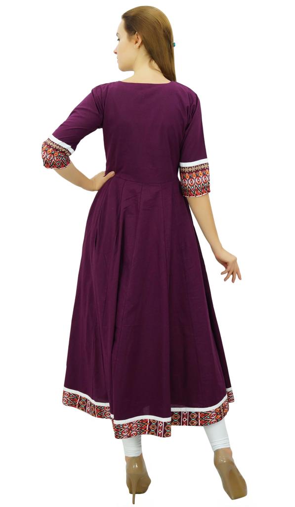 Phagun Женское дизайнерское однотонное хлопковое платье в этническом индийском стиле Анаркали Курта – 10