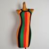 Summer Color Stripes Round Neck Halterneck Sleeveless Vest Knitting Dress Women's Clothing Fashion Slim Fit Slimming Bodycon Dress