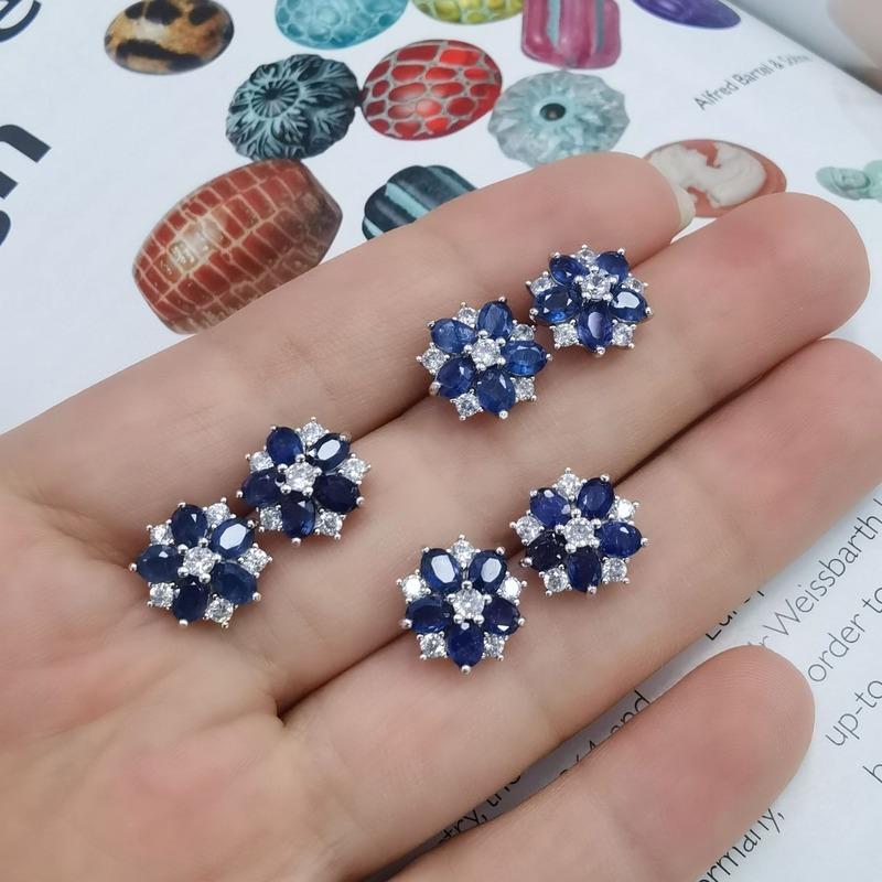 Sace Gems 100% стерлингового серебра 925 пробы, серьги с сапфиром, сверкающие высокоуглеродистые бриллианты, свадебные, помолвочные, вечерние, ювелирные изделия, подарки