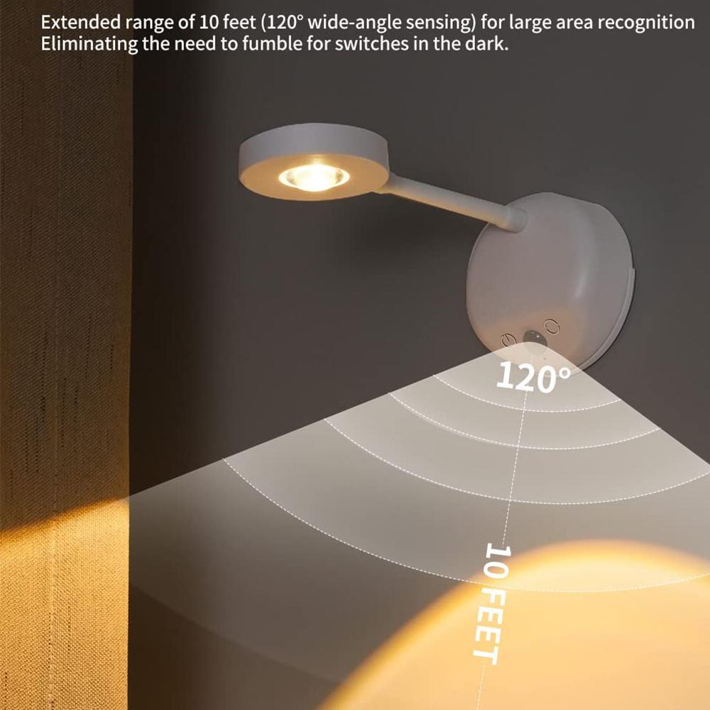 Новый настенный светильник беспроводной прожектор на батарейках с регулировкой яркости вращение на 360° белый