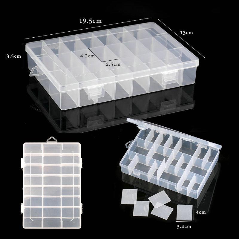 19.5x13x3.5CM Прямоугольный Регулируемый Контейнер-Коробка для Украшений Кейс Отсек Пластиковый Ящик для Хранения для Бусин Серьги 24 Отсека 1 ШТ