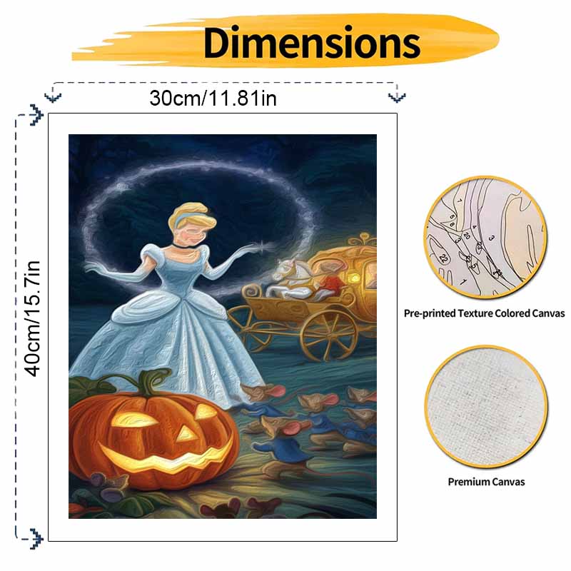 Disney Cinderella pumpkin carriage oil painting handmade painting kit diy home room decoration gift