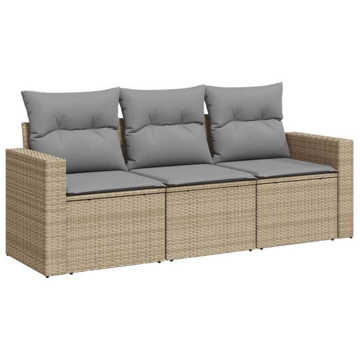 VidaXL Salon de jardin avec coussins 3 pcs beige résine tressée 3218649