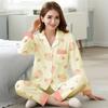 Пижамный комплект из высококачественного имитационного хлопка с персиковым пушком, женский, весенне-осенний, с длинными рукавами, среднего размера, для мамы, большого размера, домашняя одежда