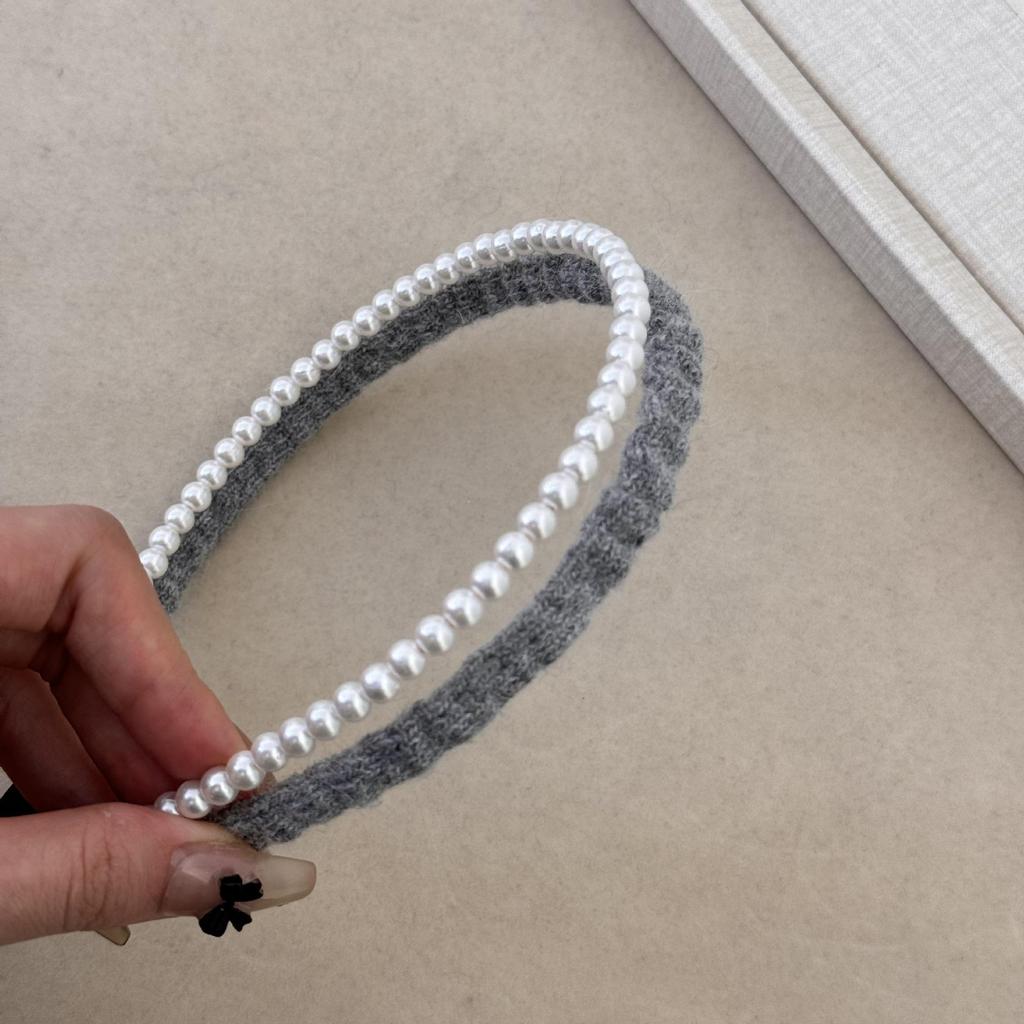 Корейская осень/зима 2024: Двухслойная повязка на голову с плюшевыми жемчужинами — элегантный, художественный и высококачественный аксессуар для волос