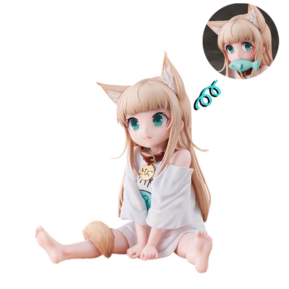 Anime Figure My Cat Is A Cute Girl Soy Flour Standing White Shirt Facial Replaceable Sitting Figure Anime Girl Cute Model Toys
