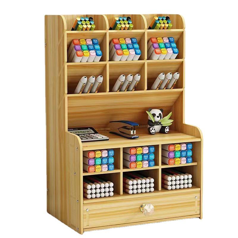 Nordic Style Wooden Desktop Pen Holder and Stationery Organizer