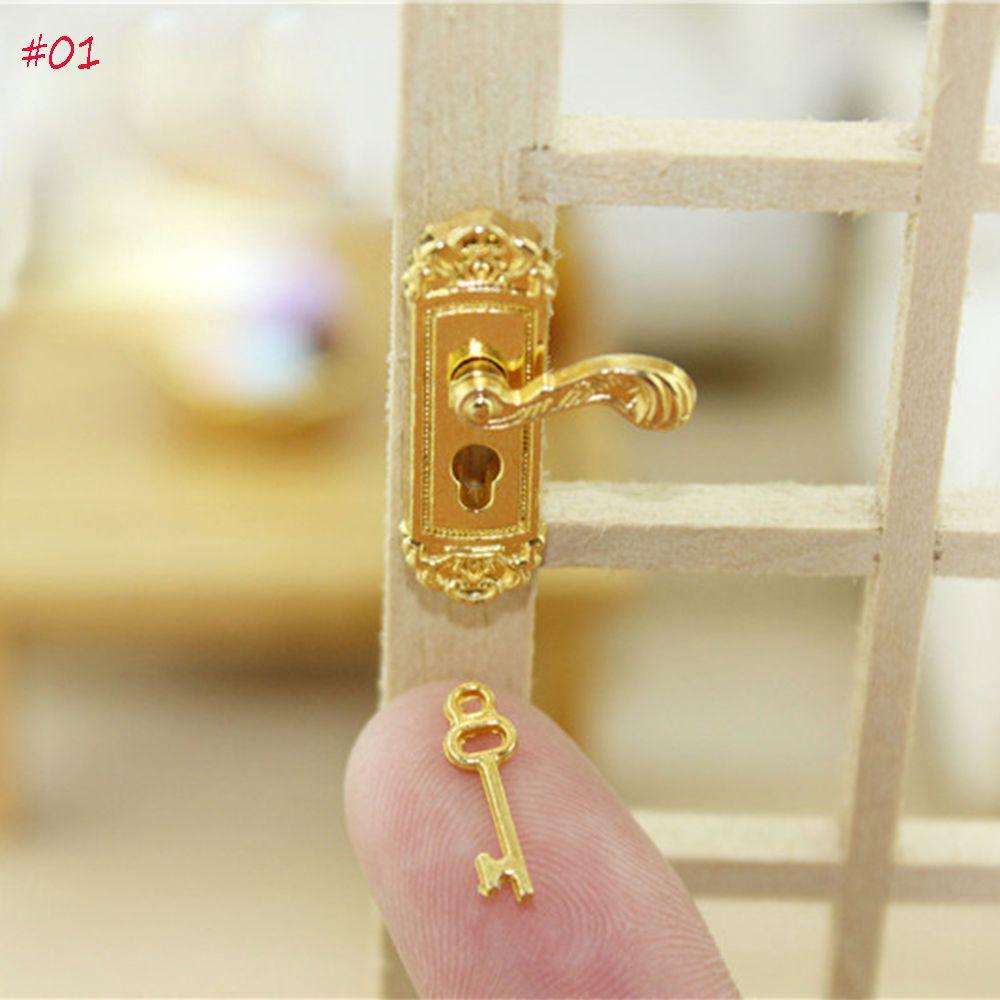 1pc Funny Retro Vintage Mini 1/12 Dollhouse Miniature Key Door Lock