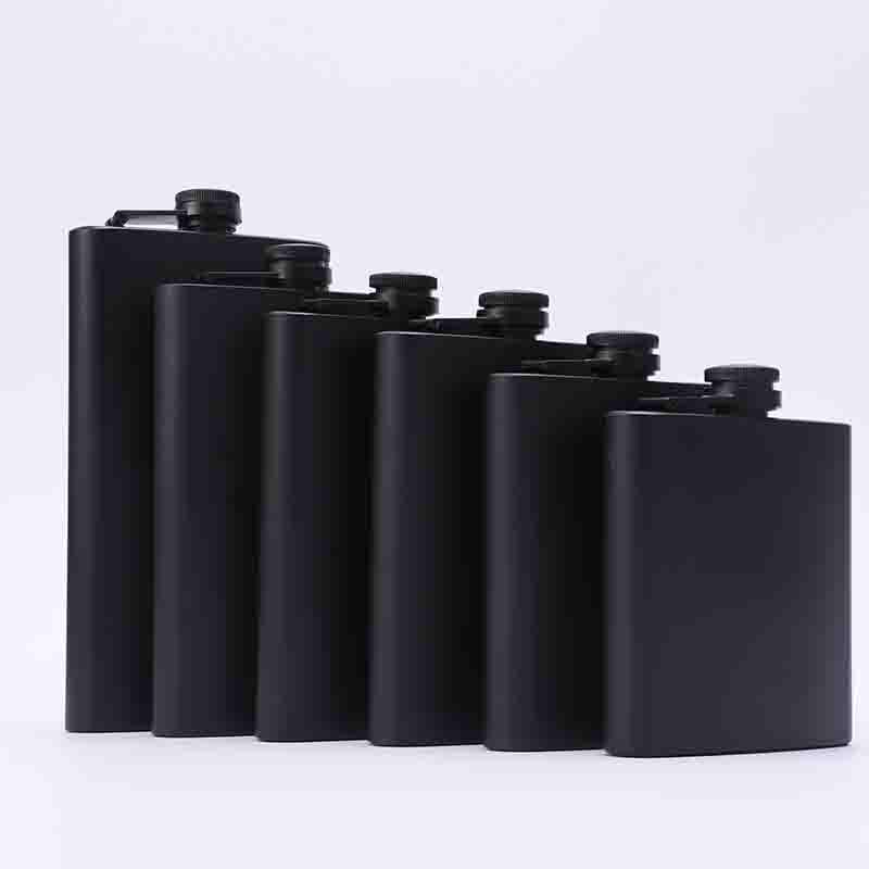 Matte Black 6 oz Stainless Steel Hip Flask for Outdoor Use