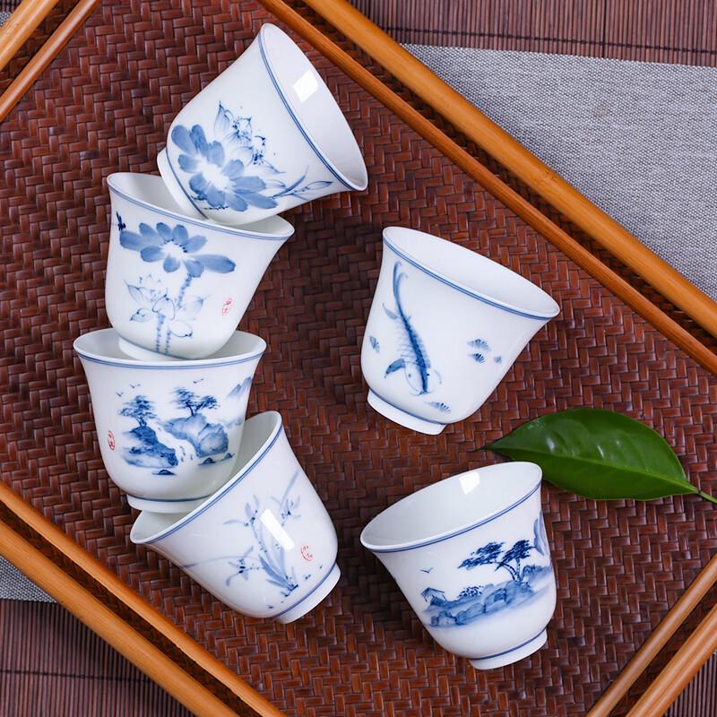 MULTIPOTENT Hand-Painted Blue & White Thin Porcelain Gongfu Master Teacup Set