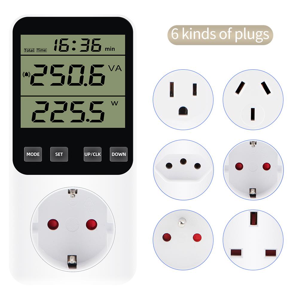 220V/120V AC Digital Power Meter Wattmeter Socket Wattage Kwh Test Energy Meter Electric Consumption Analyzer EU FR US UK AU BR