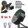 9-24V 5in1 LED Motorcycle Thermometer Voltmeter Clock Timing Display USB Charger