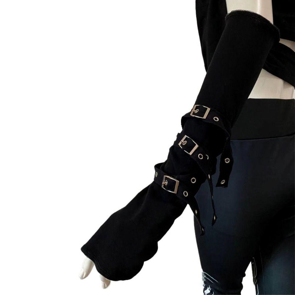 Cool Black Sun-protective Sleeve Half-fingered Anime Gloves Cosplay Clothing Accessories