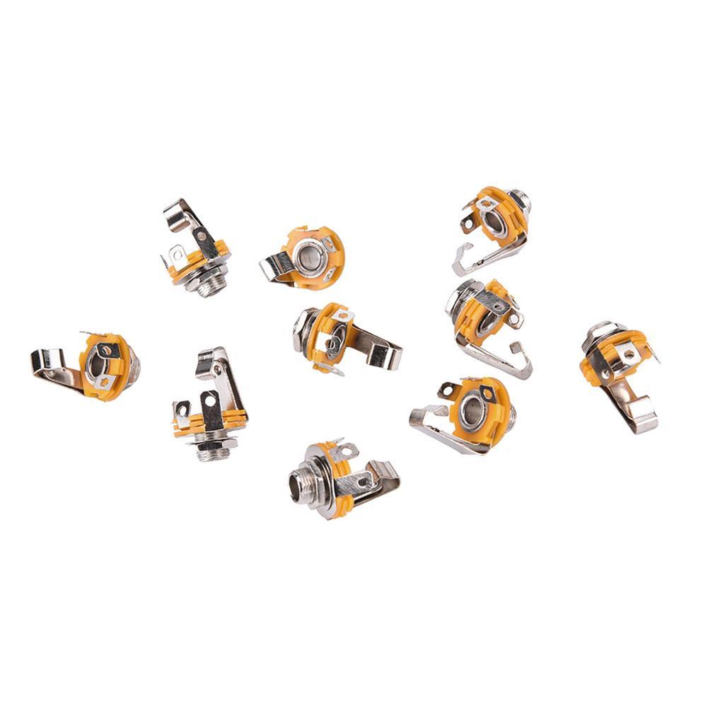 10Pcs 6.35mm / 6.5mm Plug Jack Audio Female Connector TS Panel Mono Panel Chassis Type Mount S Y9R2