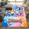 Soccer Fun Blue Brown Customize Your Name Floor Mat Design for Foyer Decorate room Game Room Living Rooms Anti-slip Rug Anime Office Decor
