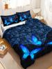 Blue Butterfly Duvet Cover Set For Girls, Mandala Bedding Boho Floral Bedroom Comforter Cover Butterfly Print King Quilt Covers